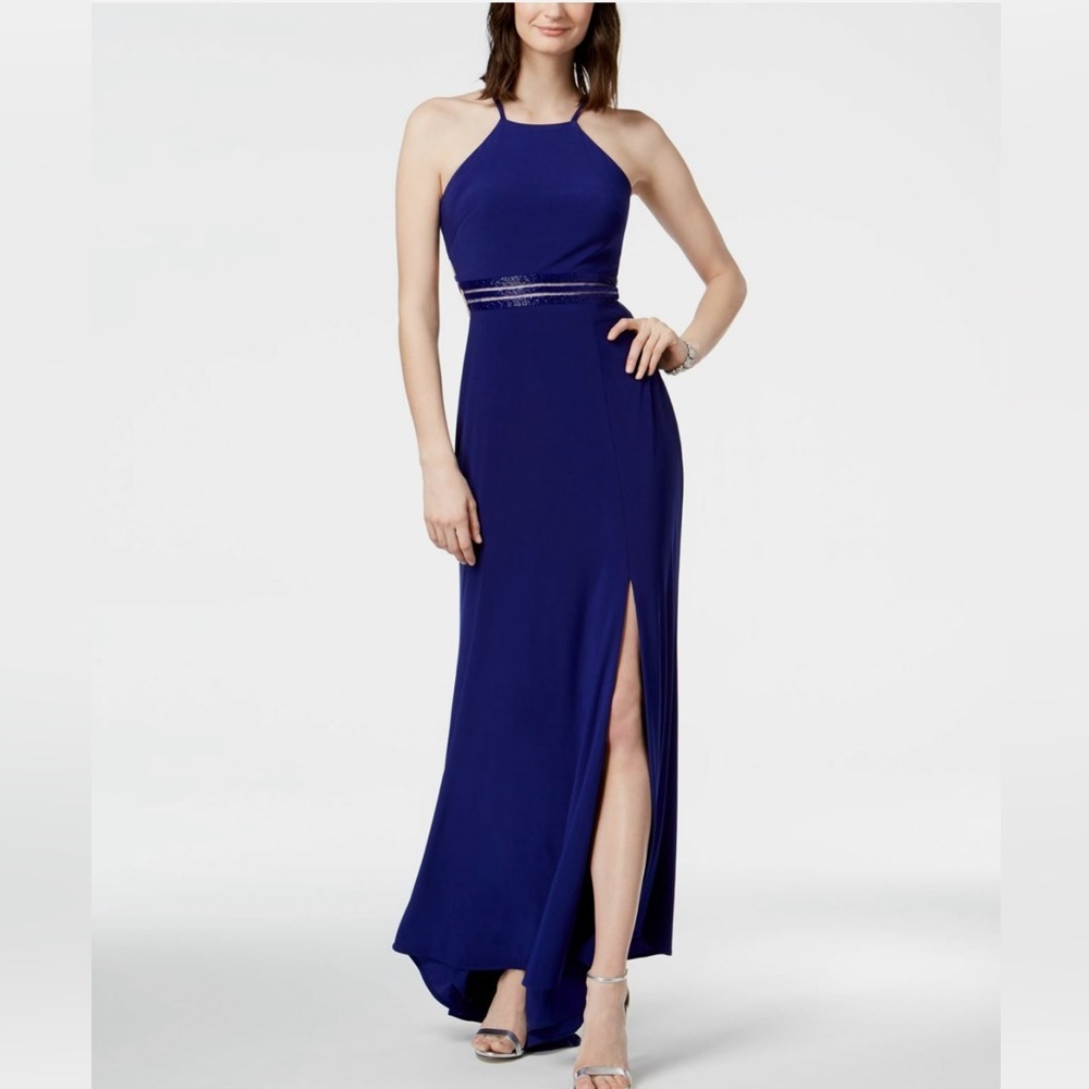 Nightway Blue Halter Dress, Size 14